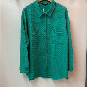 DAVI & DANI Teal Textured Button Down Shirt NWT